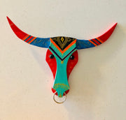 Handcrafted Red Wooden Longhorn Wall Decor for housewarming gift, casual gift to friends and family, wall decor, perfect for door sign